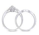 EternalDia 1/4 CT. T.W. Marquise Shape Diamond Vintage Bridal Ring Set in 10K White Gold (IJ/I2I3) - EternalDia