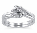EternalDia 1/10 CT. T.W. Diamond Swirl Bypass Bridal Ring Set in 10K White Gold (IJ/I2I3) - EternalDia
