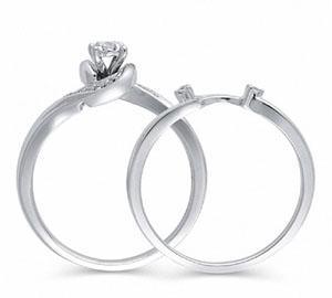 EternalDia 1/10 CT. T.W. Diamond Swirl Bypass Bridal Ring Set in 10K White Gold (IJ/I2I3) - EternalDia