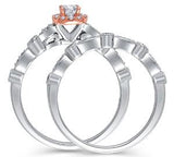 EternalDia 0.50  cttw Diamond Halo Bridal Ring Set in 10kt Two-Tone Gold (IJ/I2I3) - EternalDia