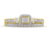 EternalDia 1/6 CT. T.W. Diamond Composite Halo Engagement Bridal Set in 10K Yellow Gold (IJ/I2I3) - EternalDia