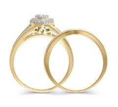 EternalDia 1/3 Cttw Round and Baguette Diamond Heart Shape Engagement Bridal Set in 10K Yellow Gold (IJ/I3) - EternalDia