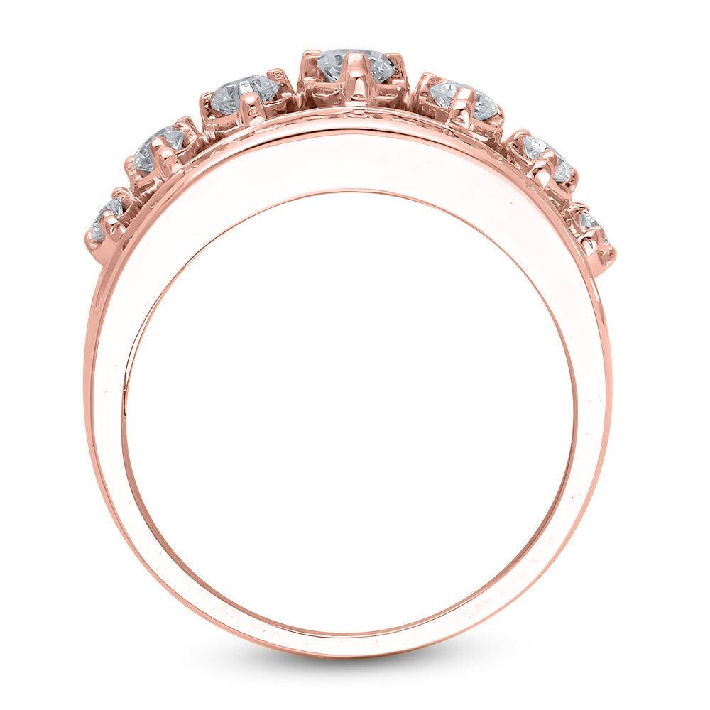 1-1/2 Cttw Composite Marquise Diamond Seven Stone Ring in 10K Rose Gold (1.50 Cttw, I-I3) Diamond Wedding Band Ring