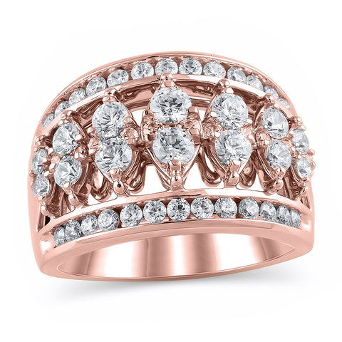 1-1/2 Cttw Composite Marquise Diamond Seven Stone Ring in 10K Rose Gold (1.50 Cttw, I-I3) Diamond Wedding Band Ring