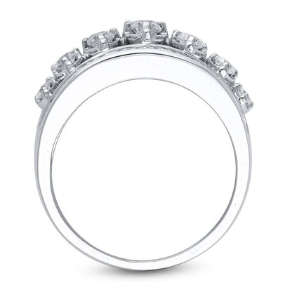 1-1/2 Cttw Composite Marquise Diamond Seven Stone Ring in 10K White Gold (1.50 Cttw, I-I3) Diamond Wedding Band Ring