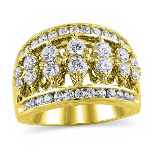 1-1/2 Cttw Composite Marquise Diamond Seven Stone Ring in 10K Yellow Gold (1.50 Cttw, I-I3) Diamond Wedding Band Ring