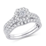 EternalDia 10K White Gold Diamond Octagon Shape Halo Bridal Set Ring (1cttw,I2-I3/IJ) - EternalDia