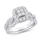 EternalDia 10K White Gold Diamond Infinity Contour Halo Bridal Set Ring (1cttw,I2-I3/IJ) - EternalDia