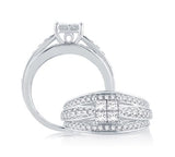 EternalDia 1 Cttw Invisible Set Princess Diamond Quad Cathedral Engagement Ring In 10kt White Gold (IJ/I2I3) - EternalDia