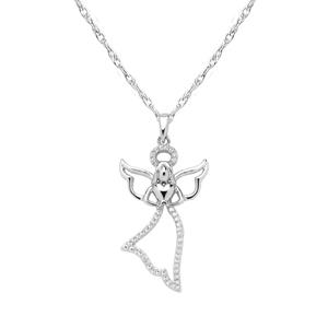 EternalDia 10k Solid Gold & Natural Diamond Angel Wings Pendant Necklace for Women (0.10cttw, IJ, I2-I3) 18" - EternalDia