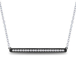 EternalDia 925 Silver Black Rhodium Round Diamond Bar Necklace (0.25ct, IJ/I2I3) - EternalDia