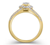 EternalDia 10K Yellow Gold Diamond Accent Clover Shape Split Shank Ring (IJ/I2I3) - EternalDia