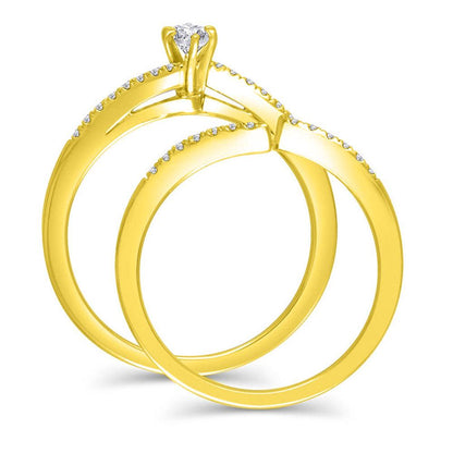 1/3 Cttw Marquise Diamond Double Bypass Bridal Set in 14K Yellow Gold (0.33 Cttw, I-I1) Diamond Wedding Band Ring