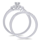 EternalDia 14K White Gold Round & Baguette Shape 3/8 Cttw Diamond Collar Bridal Set (HI/I2) - EternalDia
