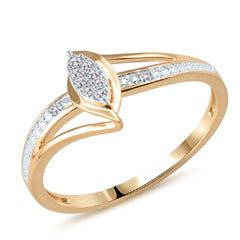 EternalDia Diamond Accent Split Shank Marquise Shaped Cluster Promise Ring in 10K Yellow Gold (IJ/I2-I3) - EternalDia