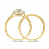 EternalDia 1/3 Cttw Diamond Sunburst-Style Engagement Bridal Set in 10K Yellow Gold (IJ/I3) - EternalDia