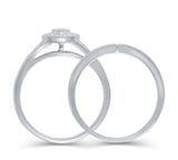 EternalDia 925 Sterling Silver 1/10 Cttw Diamond Heart Frame Halo Engagement Bridal Ring Set (IJ/I2-I3) - EternalDia