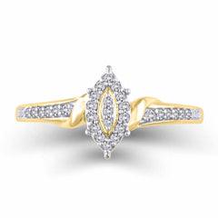 EternalDia 10K Yellow Gold Diamond Marquise Frame Promise Ring (0.10ct, IJ/I2I3) - EternalDia