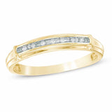 EternalDia 10K Yellow Gold Diamond Accent Half Eternity Wedding Band Ring (IJ/I2I3) - EternalDia