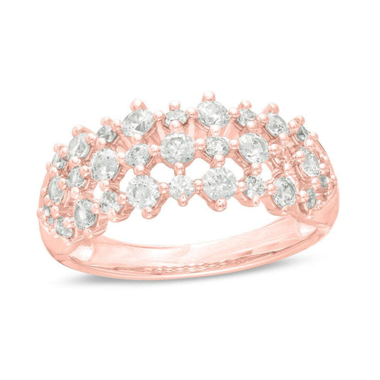 1 Cttw Diamond Multi-Row Ring in 14K Rose Gold (1 Cttw, I-I2) Diamond Wedding Engagement Ring