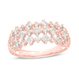 1 Cttw Diamond Multi-Row Ring in 14K Rose Gold (1 Cttw, I-I2) Diamond Wedding Engagement Ring