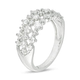 1 Cttw Diamond Multi-Row Ring in 14K White Gold (1 Cttw, I-I2) Diamond Wedding Engagement Ring