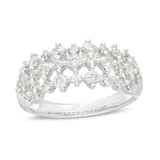 1 Cttw Diamond Multi-Row Ring in 14K White Gold (1 Cttw, I-I2) Diamond Wedding Engagement Ring