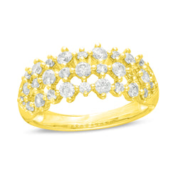 1 Cttw Diamond Multi-Row Ring in 14K Yellow Gold (1 Cttw, I-I2) Diamond Wedding Engagement Ring