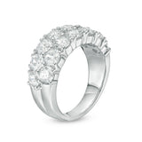 3 Cttw Diamond Double Row Anniversary Ring in 10K White Gold (3 Cttw, J-I3) Diamond Wedding Engagement Ring