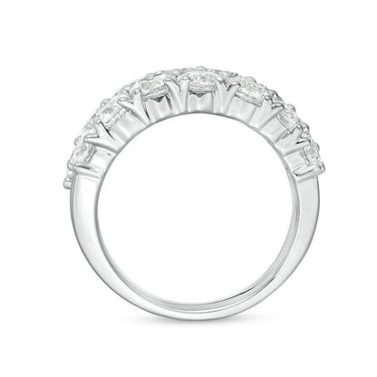 3 Cttw Diamond Double Row Anniversary Ring in 10K White Gold (3 Cttw, J-I3) Diamond Wedding Engagement Ring