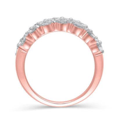 4 Cttw Diamond Double Row Anniversary Ring in 10K Rose Gold (4 Cttw, J-I2) Diamond Wedding Engagement Ring