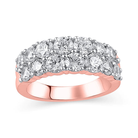 4 Cttw Diamond Double Row Anniversary Ring in 10K Rose Gold (4 Cttw, J-I2) Diamond Wedding Engagement Ring