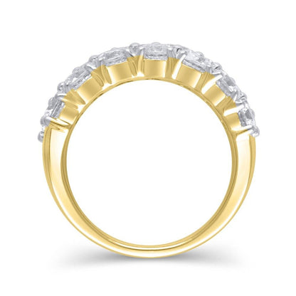 4 Cttw Diamond Double Row Anniversary Ring in 10K Yellow Gold (4 Cttw, J-I2) Diamond Wedding Engagement Ring