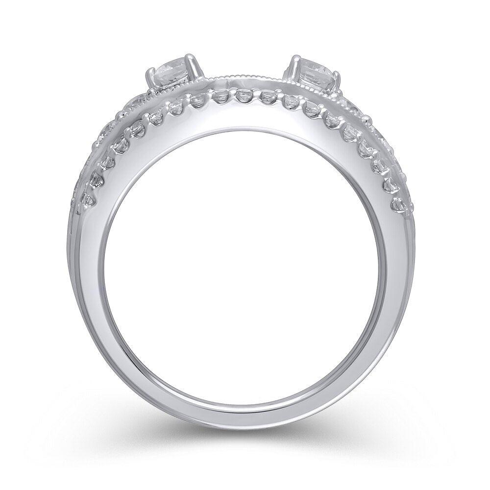 3/4 Cttw Diamond Vintage-Style Solitaire Enhancer Ring Wrap in 14K White Gold (0.75 Cttw, I-I2) Diamond Guard Ring