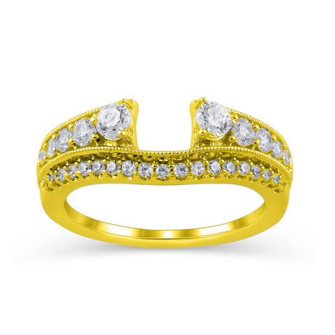 3/4 Cttw Diamond Vintage-Style Solitaire Enhancer Ring Wrap in 14K Yellow Gold (0.75 Cttw, I-I2) Diamond Guard Ring