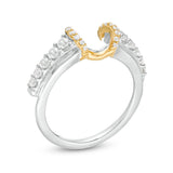 1/2 Cttw Diamond Horseshoe Solitaire Enhancer Ring Wrap in 14K Two-Tone Gold (0.50 Cttw, I-I2) Diamond Guard Ring