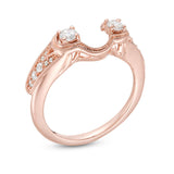 1/3 Cttw Diamond Vintage-Style Solitaire Enhancer Ring Wrap in 14K Rose Gold (0.33 Cttw, I-I2) Diamond Guard Ring