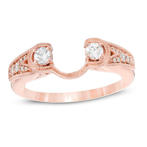 1/3 Cttw Diamond Vintage-Style Solitaire Enhancer Ring Wrap in 14K Rose Gold (0.33 Cttw, I-I2) Diamond Guard Ring