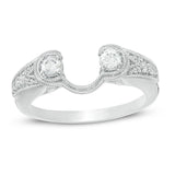 1/3 Cttw Diamond Vintage-Style Solitaire Enhancer Ring Wrap in 14K White Gold (0.33 Cttw, I-I2) Diamond Guard Ring