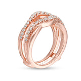5/8 Cttw Diamond Layered Contour Ring Solitaire Enhancer Ring Wrap In 14K Rose Gold (0.62 Cttw, I-I2) Diamond Guard Ring