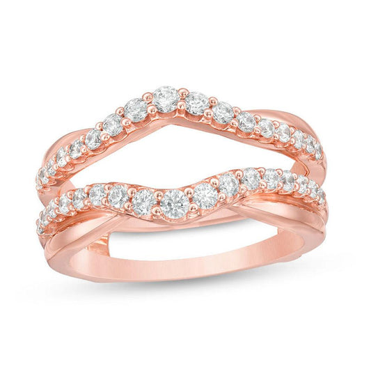 5/8 Cttw Diamond Layered Contour Ring Solitaire Enhancer Ring Wrap In 14K Rose Gold (0.62 Cttw, I-I2) Diamond Guard Ring