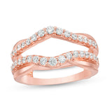 5/8 Cttw Diamond Layered Contour Ring Solitaire Enhancer Ring Wrap In 14K Rose Gold (0.62 Cttw, I-I2) Diamond Guard Ring
