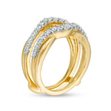 5/8 Cttw Diamond Layered Contour Ring Solitaire Enhancer Ring Wrap In 14K Yellow Gold (0.62 Cttw, I-I2) Diamond Guard Ring