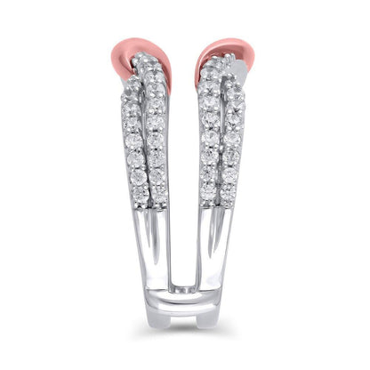 3/4 Cttw Diamond Swirl Solitaire Enhancer in 14K Two-Tone Gold (0.75 Cttw, I-I2) Diamond Guard Ring