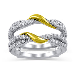 3/4 Cttw Diamond Swirl Solitaire Enhancer in 14K Yellow Gold (0.75 Cttw, I-I2) Diamond Guard Ring