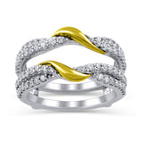 3/4 Cttw Diamond Swirl Solitaire Enhancer in 14K Yellow Gold (0.75 Cttw, I-I2) Diamond Guard Ring