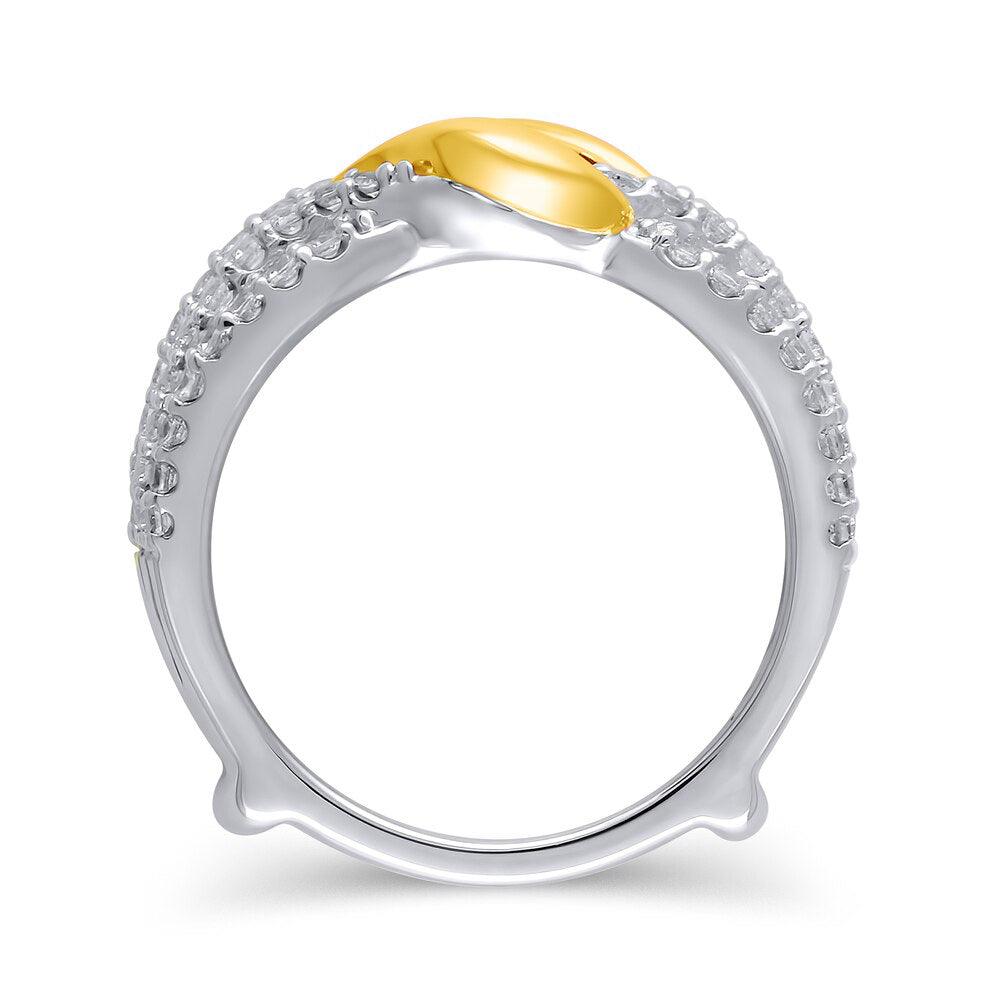 3/4 Cttw Diamond Swirl Solitaire Enhancer in 14K Yellow Gold (0.75 Cttw, I-I2) Diamond Guard Ring