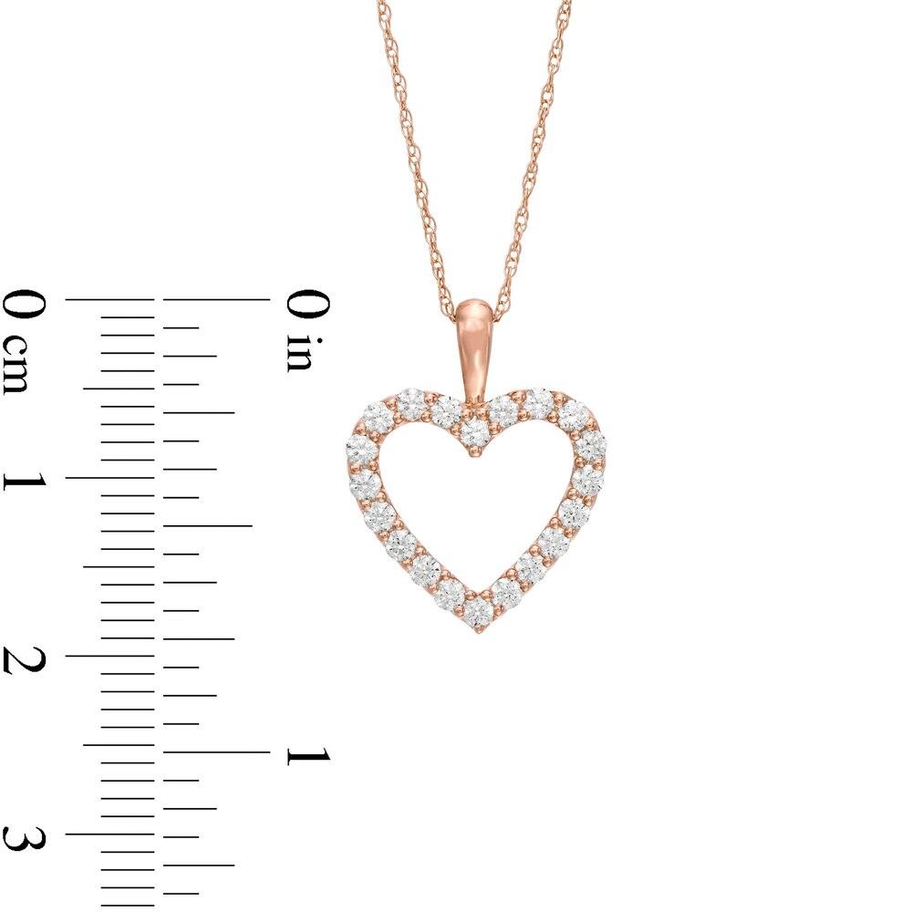 1/2 Cttw Diamond Heart Pendant Necklace in 10K Rose Gold (0.50 Cttw, I-I2) Diamond Open Heart Necklace