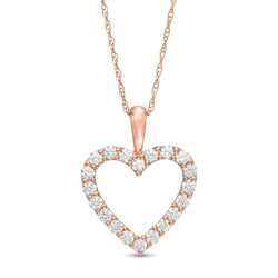 1/2 Cttw Diamond Heart Pendant Necklace in 10K Rose Gold (0.50 Cttw, I-I2) Diamond Open Heart Necklace