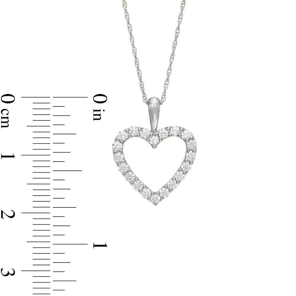 1/2 Cttw Diamond Heart Pendant Necklace in 10K White Gold (0.50 Cttw, I-I2) Diamond Open Heart Necklace